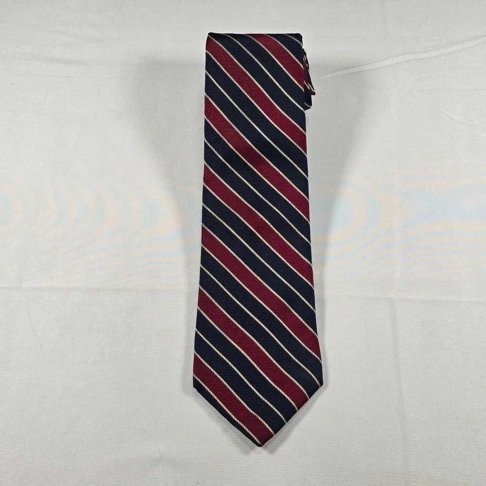 Count Dino Italian Style Tie Navy Burgundy Stripe Men's Business Classic
